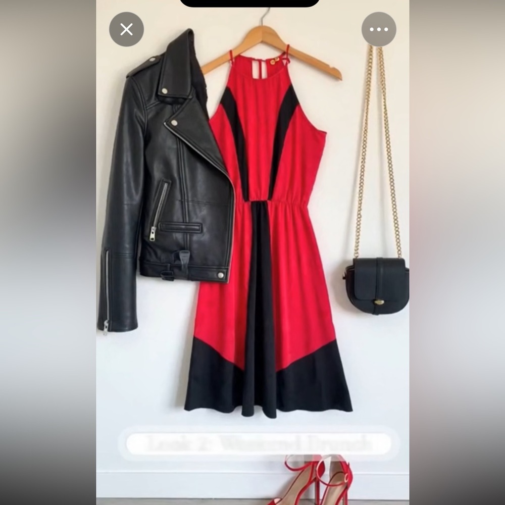 Fuchsia and black chiffon halter dress
